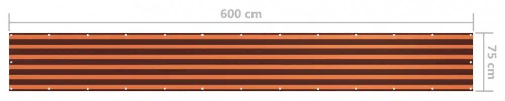 narancssárga-barna oxford-szövet erkélyparaván 75 x 600 cm