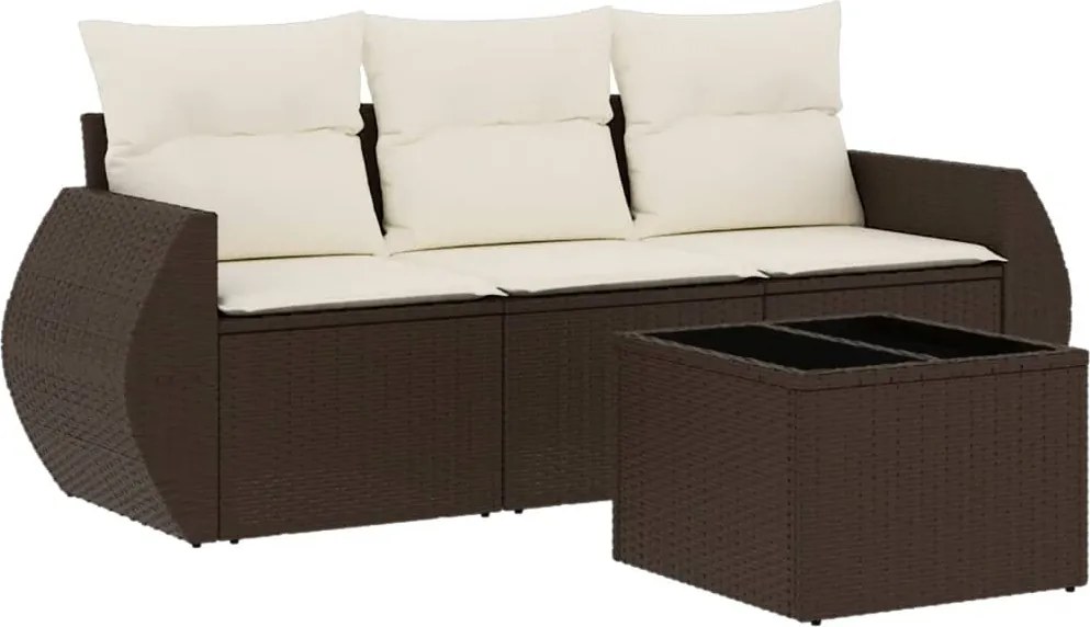 vidaXL 4 részes barna polyrattan kerti ülőgarnitúra párnákkal