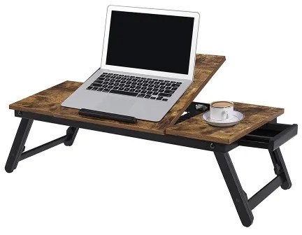 Állítható, ágy fölé helyezhető számítógépasztal LAT, barna/fekete