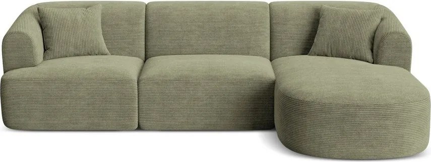 Zöld kordbársony sarokkanapé (jobb oldali-heverő résszel) Campi – Cosmopolitan Design