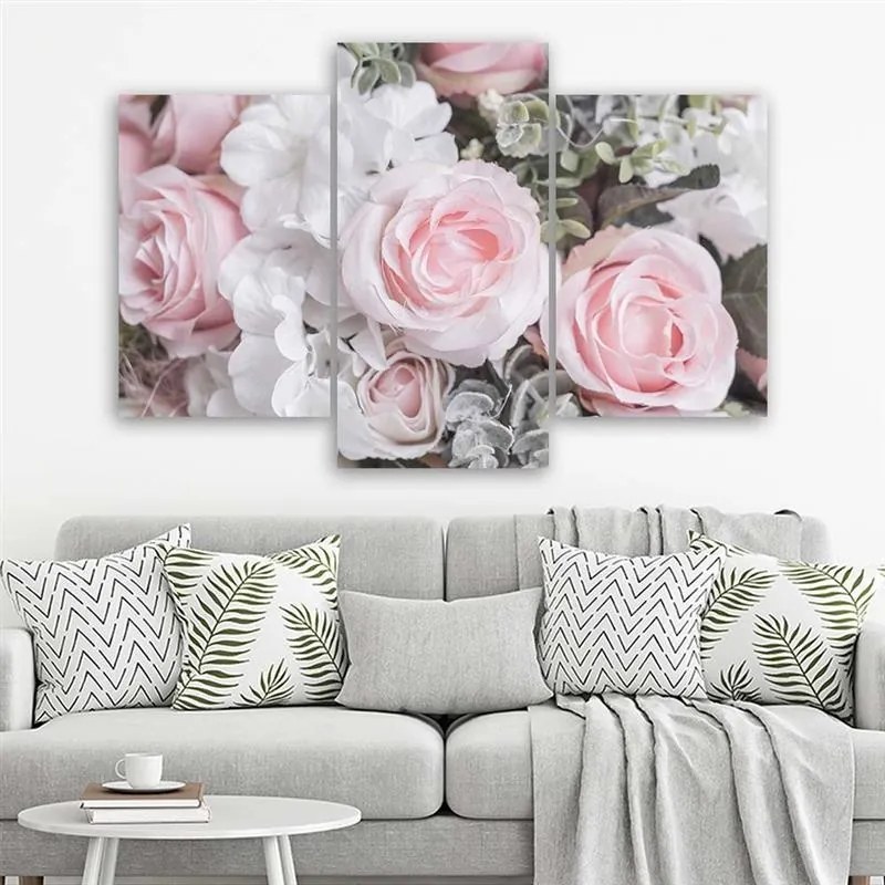 Gario Vászonkép Rózsaszín rózsák - 3 részes Méret: 120 x 80 cm