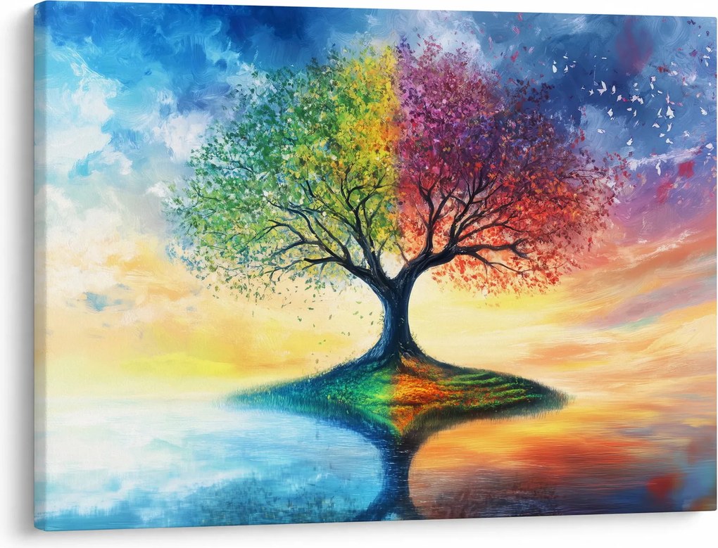 Kép – Évszakok festett fája (70x50 cm)