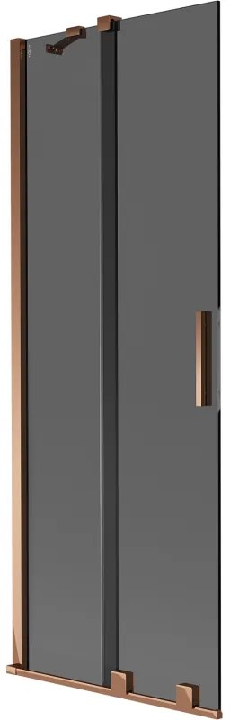 Mexen Velar, 2 szárnyas eltolható kádparaván 75 x 150 cm, 8mm szürke üveg, rózsaszín arany, 896-075-000-41-60