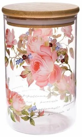 Rose üvegedény bambuszfedéllel, 840 ml