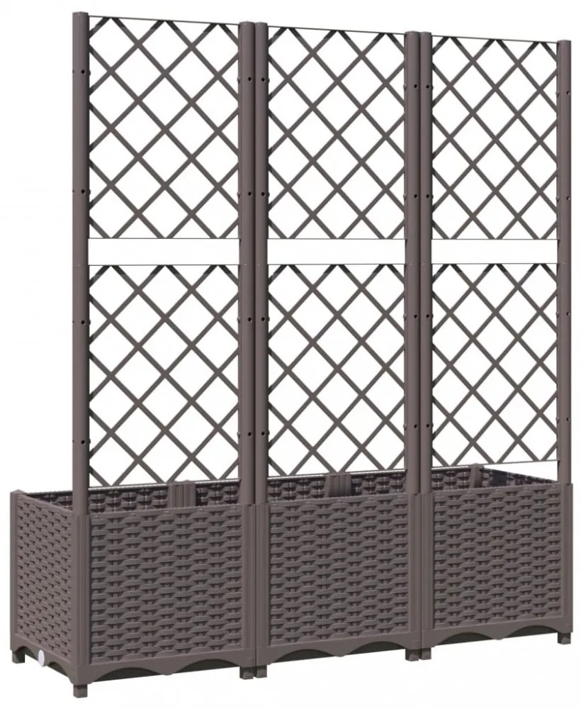 barna PP kerti virágláda ráccsal 120 x 40 x 136 cm