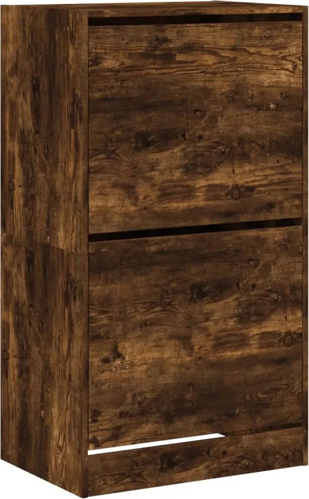 vidaXL füstös tölgy cipőszekrény 2 kihajtható fiókkal 60x42x108 cm