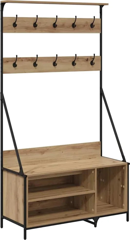vidaXL Ruhafogó polcokkal Artisan tölgy 100 x 41 x 184 cm Faanyag
