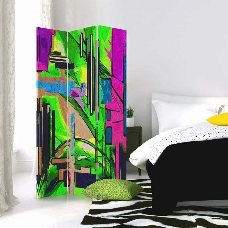 Gario Paraván Absztrakt tájkép Méret: 145 x 170 cm, Kivitelezés: Klasszikus paraván