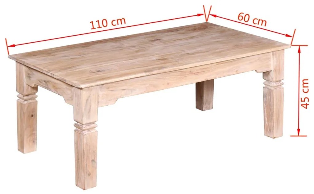 tömör akácfa dohányzóasztal 110x60x45 cm