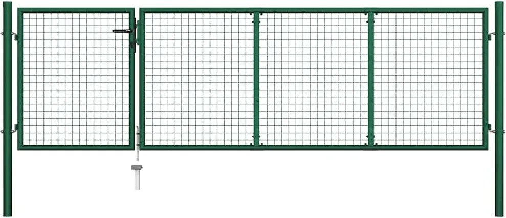 vidaXL zöld acél kerti kapu 350 x 100 cm
