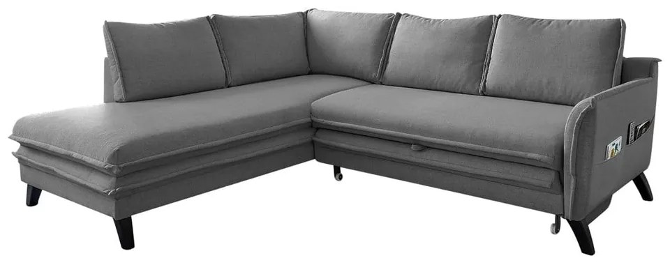 Charming Charlie L szürke kinyitható sarokkanapé, bal oldali - Miuform