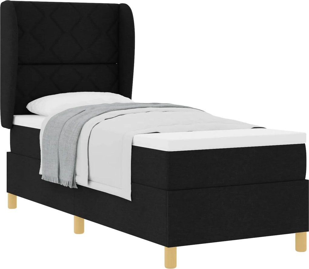 vidaXL Boxspring ágy matraccal Sötétszürke 90x190 cm Szövet Fekete