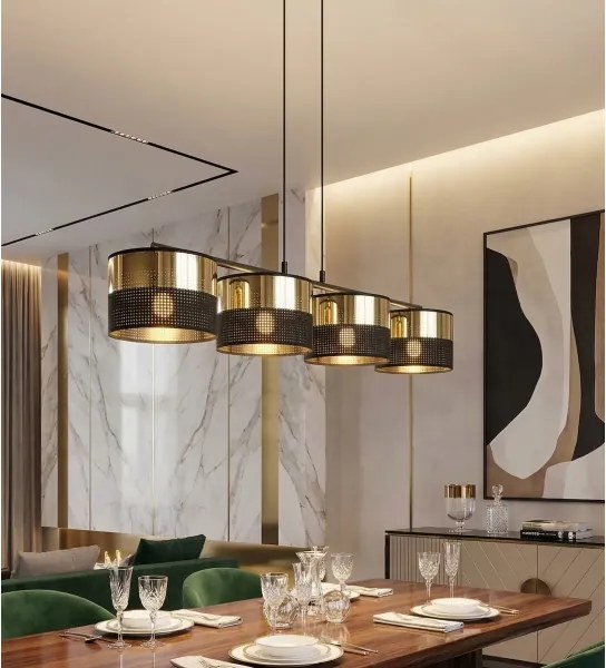 Kábeles csillár LUX 4xE27/15W/230V fekete/arany