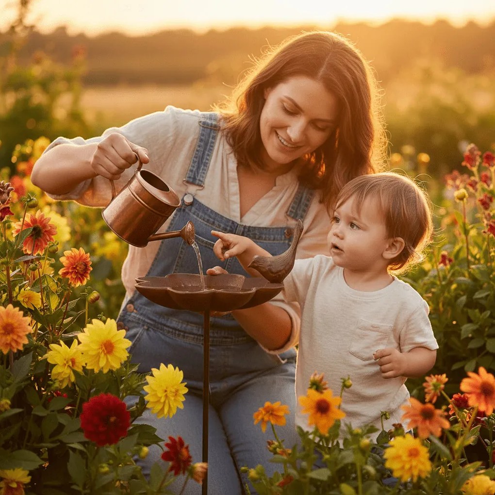 Leszúrható öntöttvas madáretető és itató, 80 cm