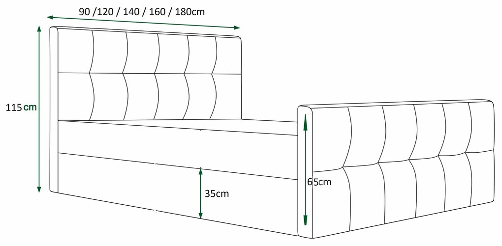 Franciaágy 140 cm Billie (kék) (ágyráccsal és tárolóhellyel). 1046817