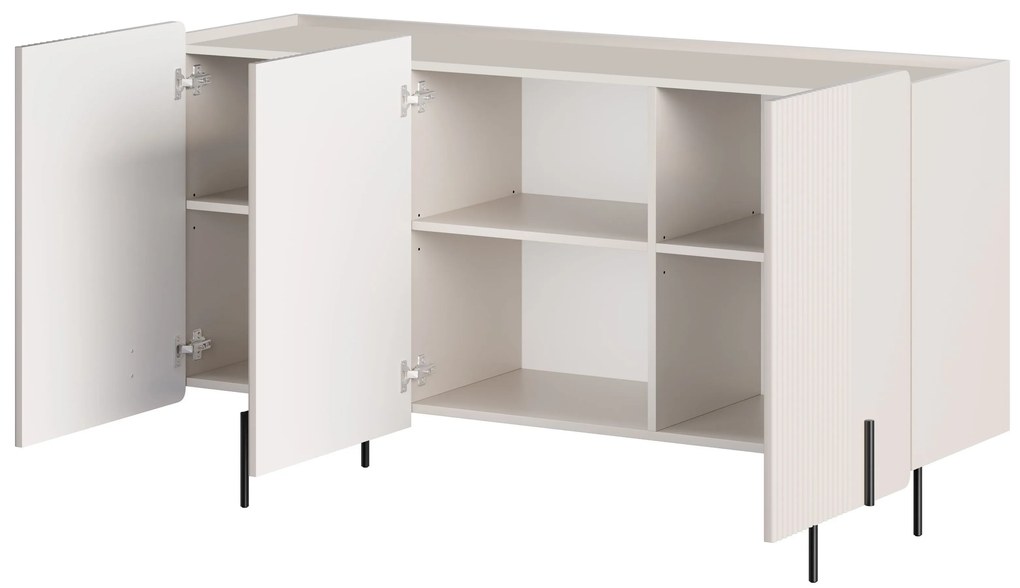 Malmi háromajtós komód 150 cm - kasmír / fekete lábak