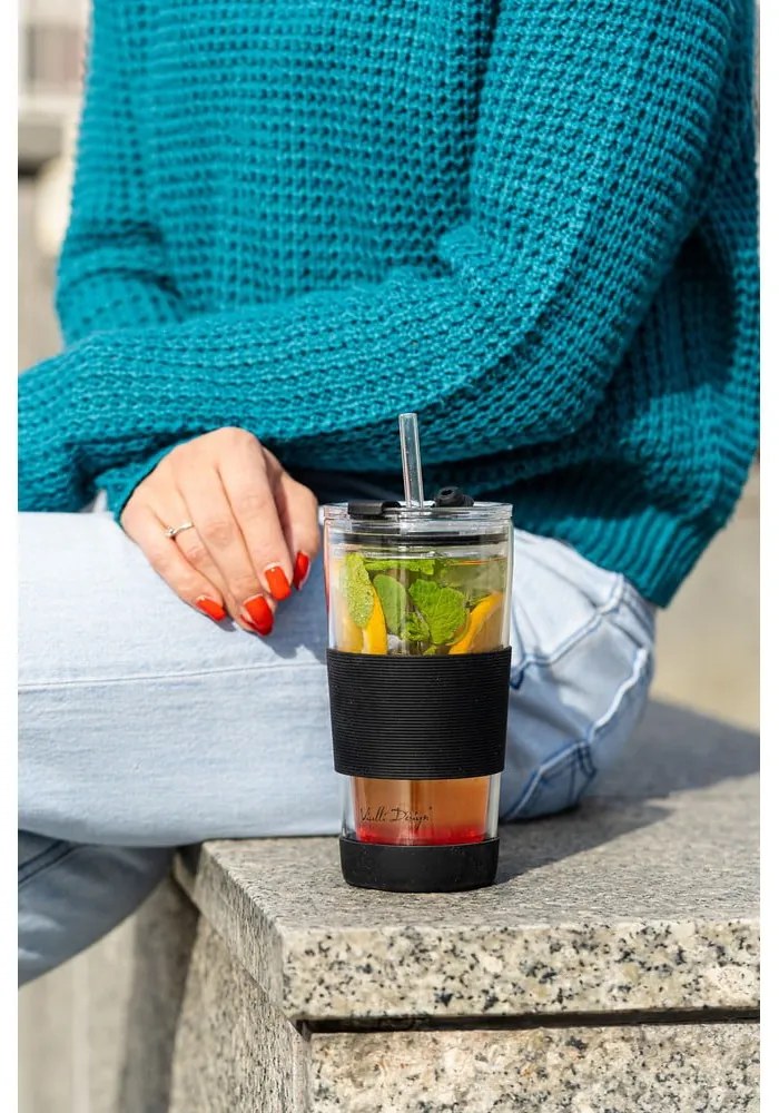 Fekete termobögre 600 ml Fuori – Vialli Design