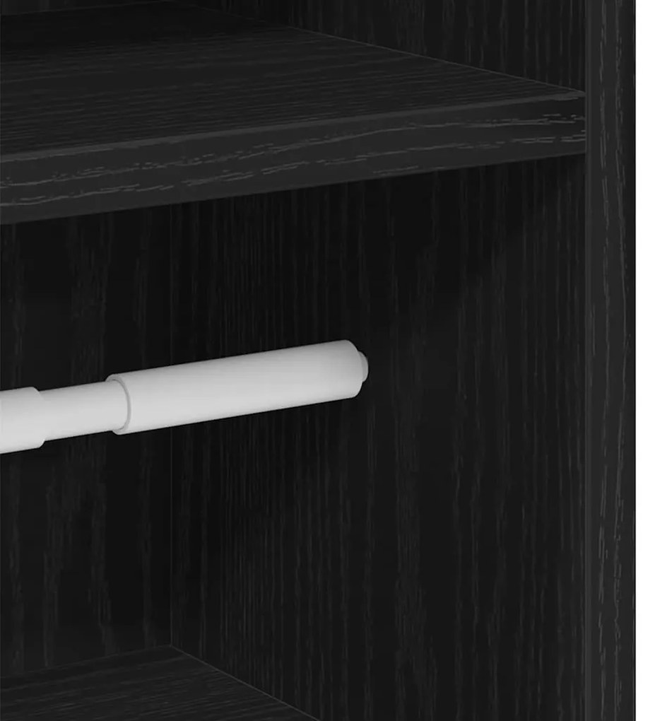 fekete fürdőszobaszekrény tekercstartóval 20,5x22x90 cm