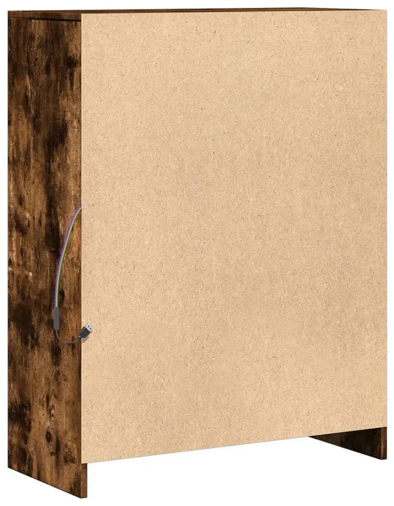 füstös tölgy szerelt fa tálalószekrény LED-del 77 x 34 x 100 cm