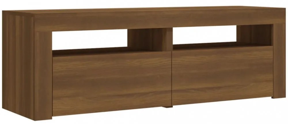 barna tölgyszínű TV-szekrény LED-világítással 120 x 35 x 40 cm