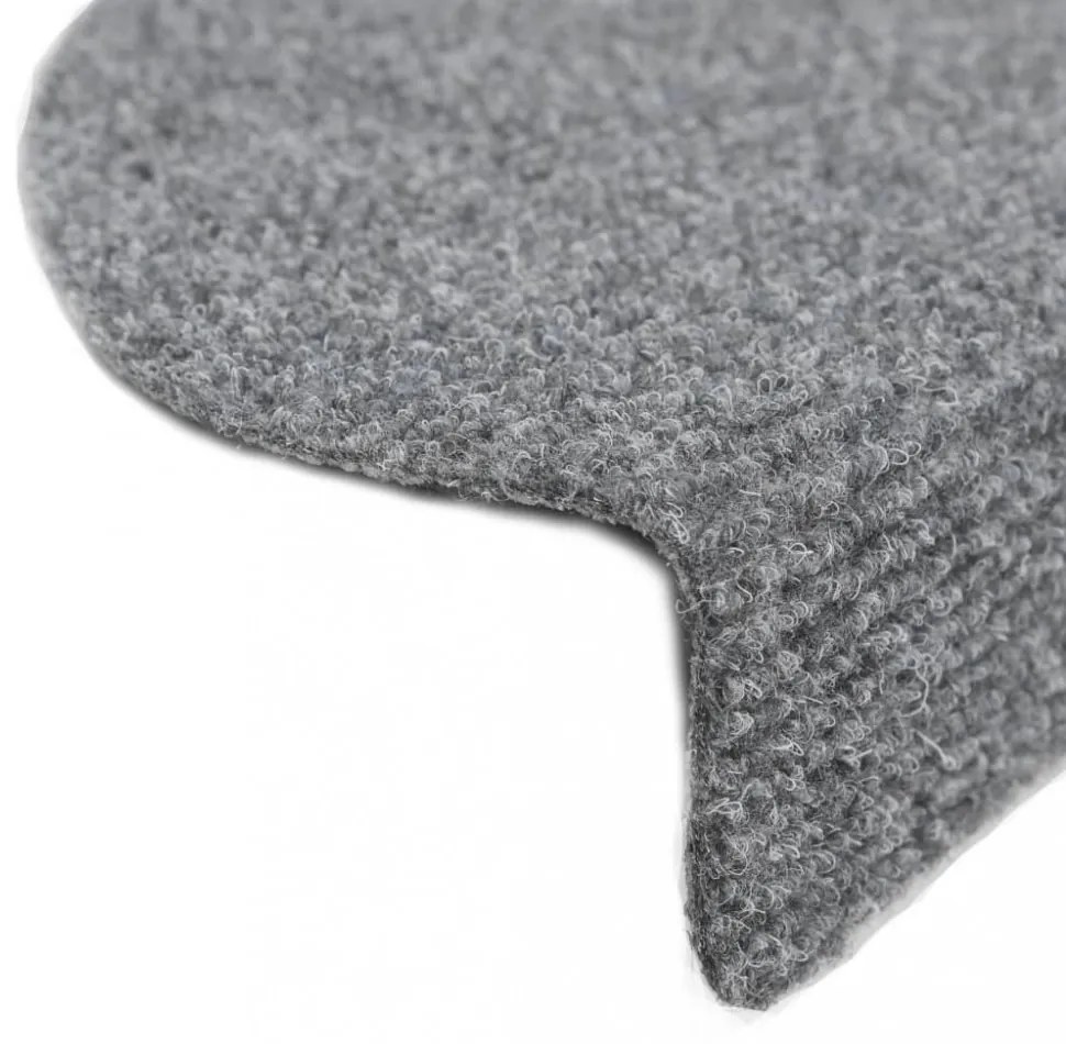 15 db öntapadós lépcsőszőnyeg 65 x 21 x 4 cm világosszürke félkör alakú nagy