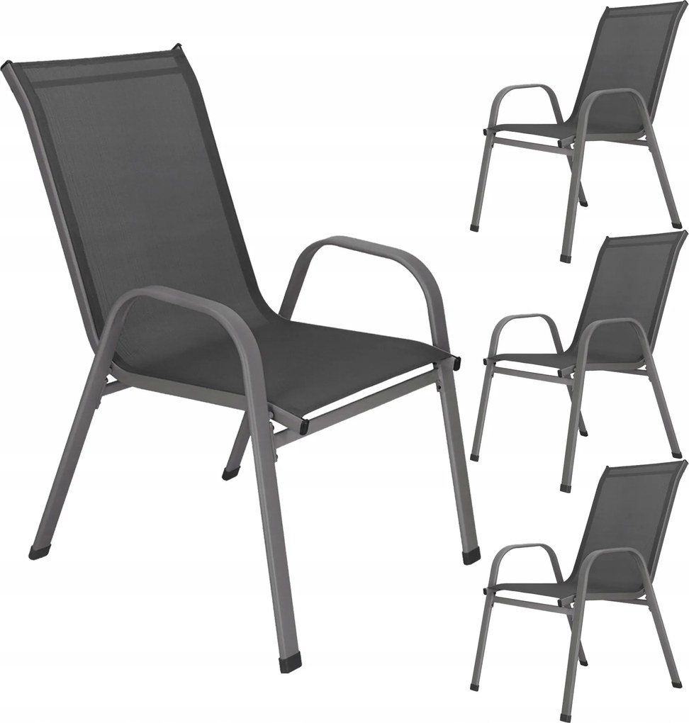 4db-os Kerti Szék Erkély Fotel Terasz Kert Erős Szürke Szett