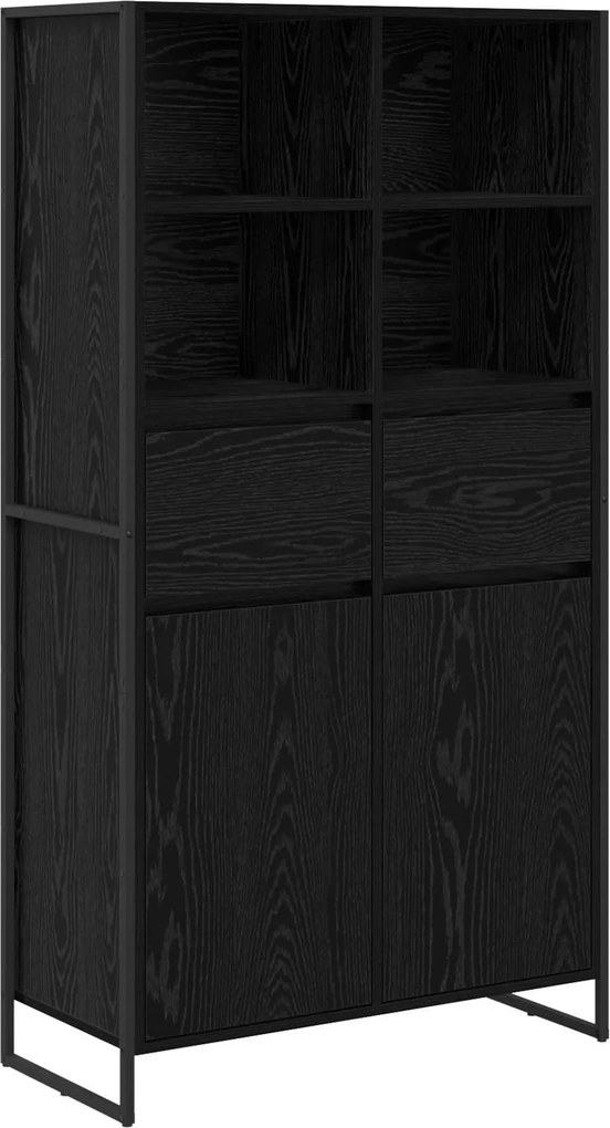vidaXL Széf fiókkal 2 pcs Fekete tölgy 81 x 36 x 150.5 cm Faanyag
