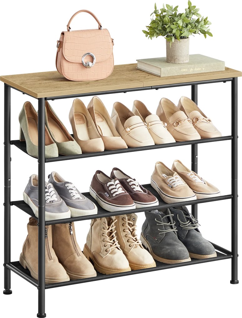 Cipősszekrény TAYLOR ARTISAN fekete vázzal 75x71 cm, 3 polccal