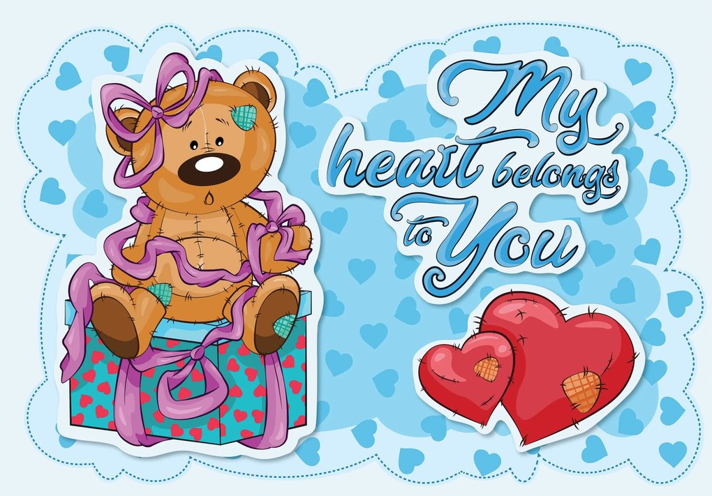 Fotótapéta Maci szívekkel és ajándékkal My Heart to You 368x254 +ragasztó