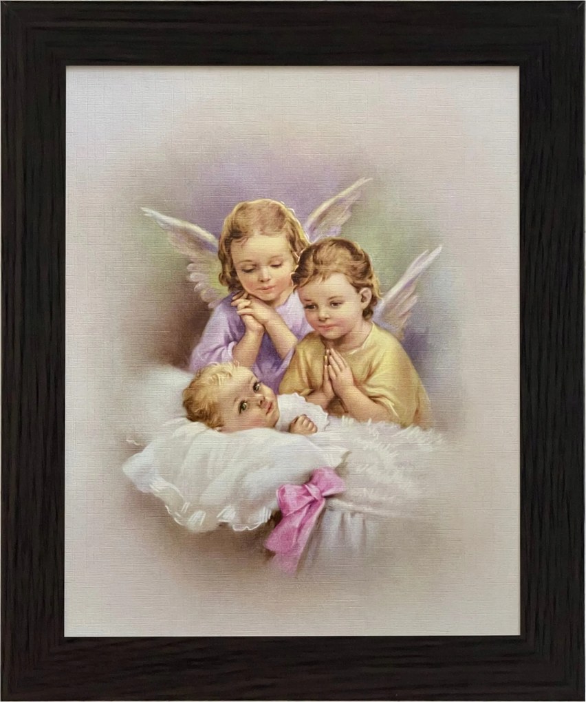 Vászonkép 30x25 Őrangyal Angyal Keret Wenge Keresztelő