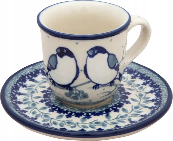 Eszpresszó csésze 60 ml csészealj Művészi kerámia Bolesławiec dek U4830