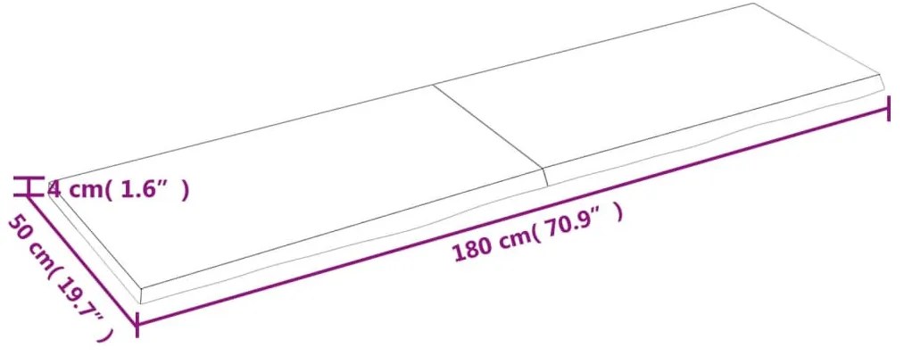 világosbarna kezelt tömör tölgyfa fali polc 180 x 50 x (2-4) cm