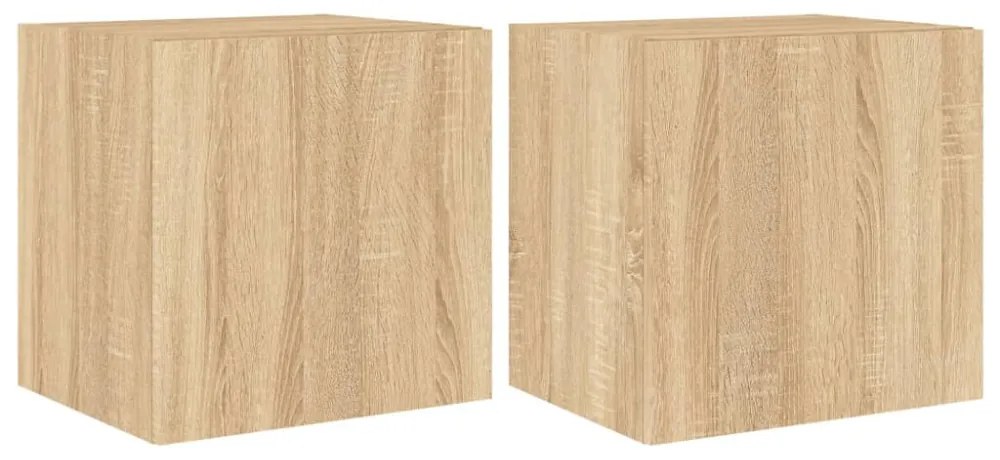 2 db sonoma tölgy színű fali TV-szekrény LED-del 40,5x35x40 cm