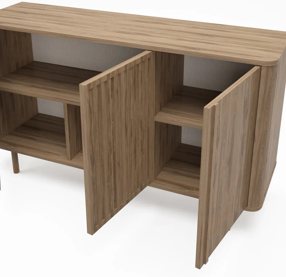 Natúr színű komód tölgyfa dekorral 138x80x40 cm Salma – Marckeric