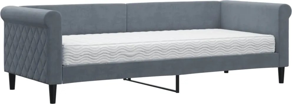vidaXL sötétszürke bársony heverő matraccal 80 x 200 cm