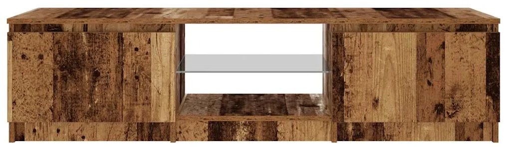antik fa színű szerelt fa TV-szekrény LED-ekkel 140x40x35,5 cm