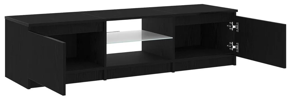TV Szekrény LED Fénnyel, Fekete Tölgy, 140x40x35,5 cm, Fa Műanyag