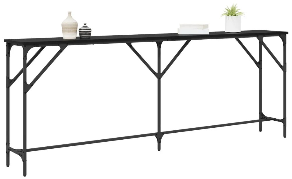 Konzol Asztal Fekete Tölgy 200x29x75 cm Összeszerelt Fa