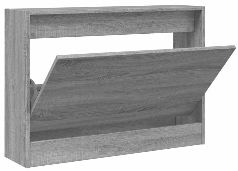 szürke sonoma színű szerelt fa cipőszekrény 80 x 21 x 57 cm