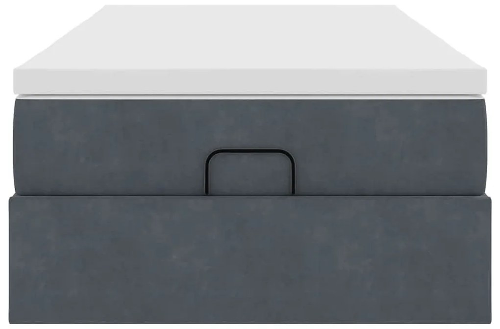 Ottomán ágykeret matraccal sötétszürke 90x190cm bársony