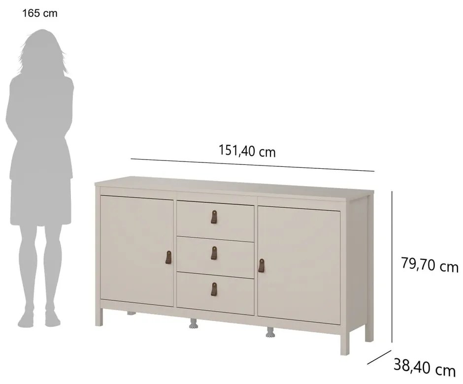 Szürkésbézs komód 152x80x38 cm Madrid – Tvilum