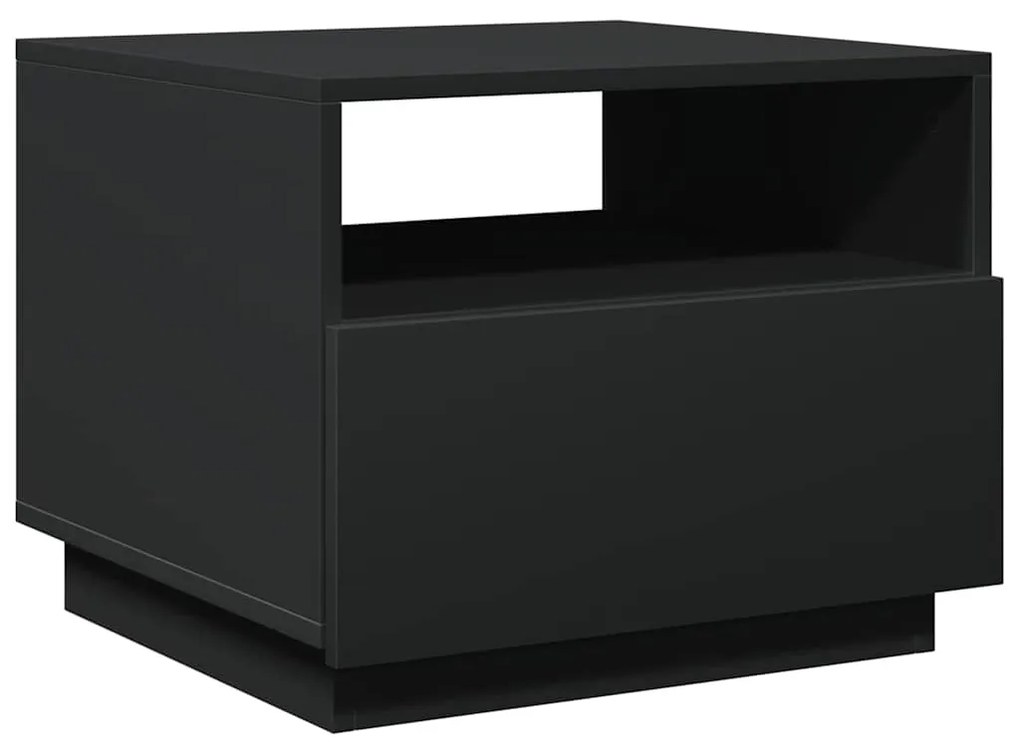 Fekete dohányzóasztal LED-lámpákkal 50x49x40 cm