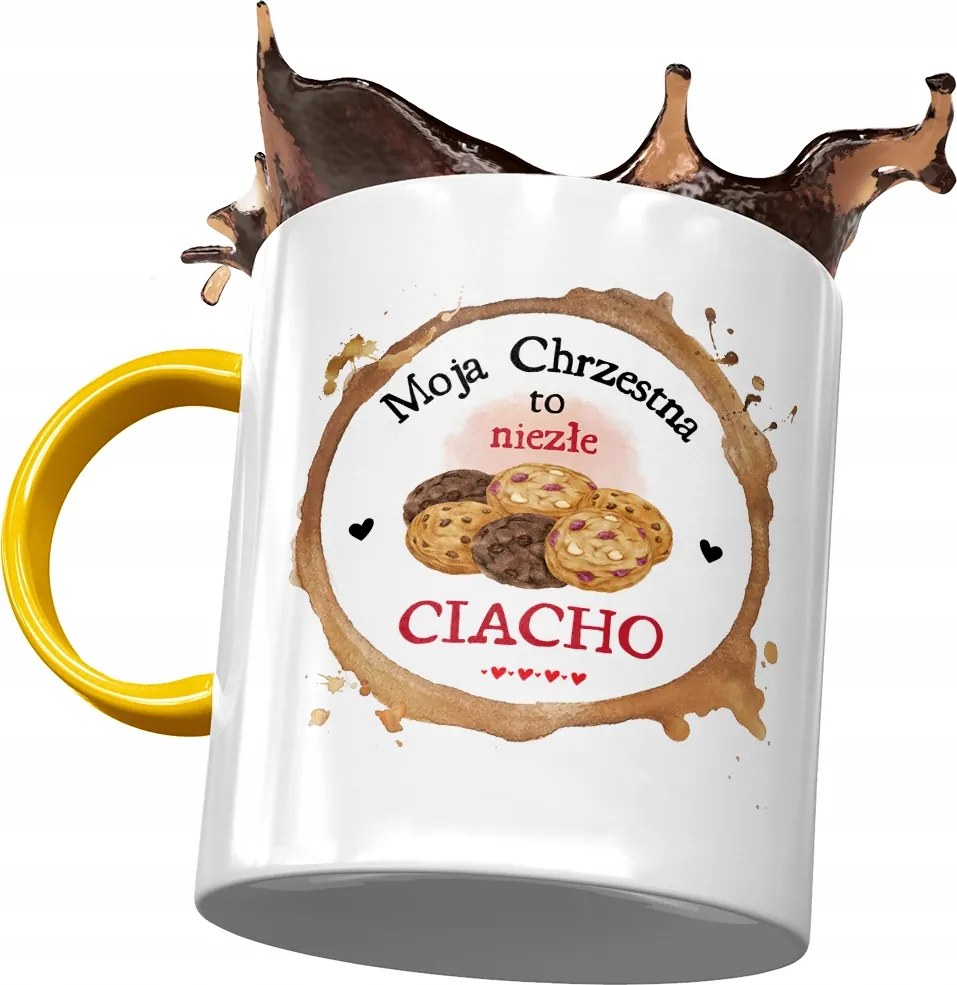 Sárga Bögre Keresztelőre Születésnapra Ajándék Nyomtatott Fotóval