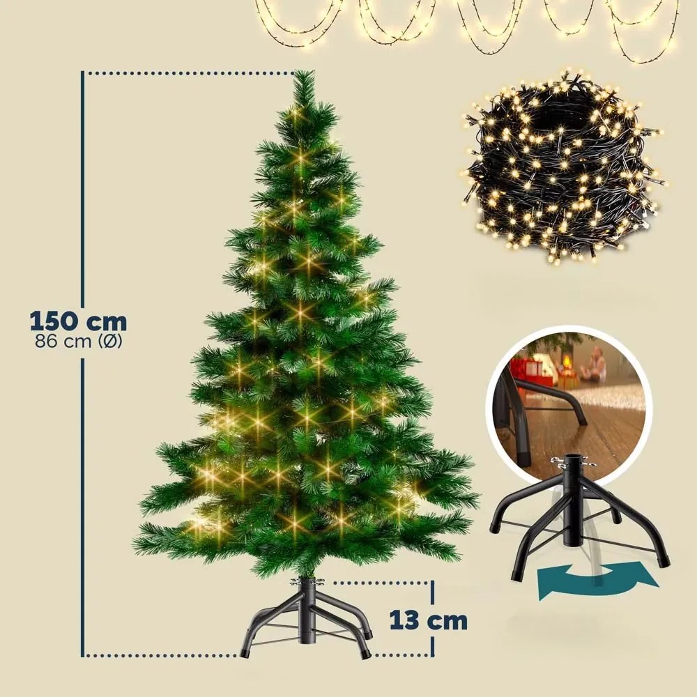 Deuba Műfenyő karácsonyfa 150 cm + fényfüzér