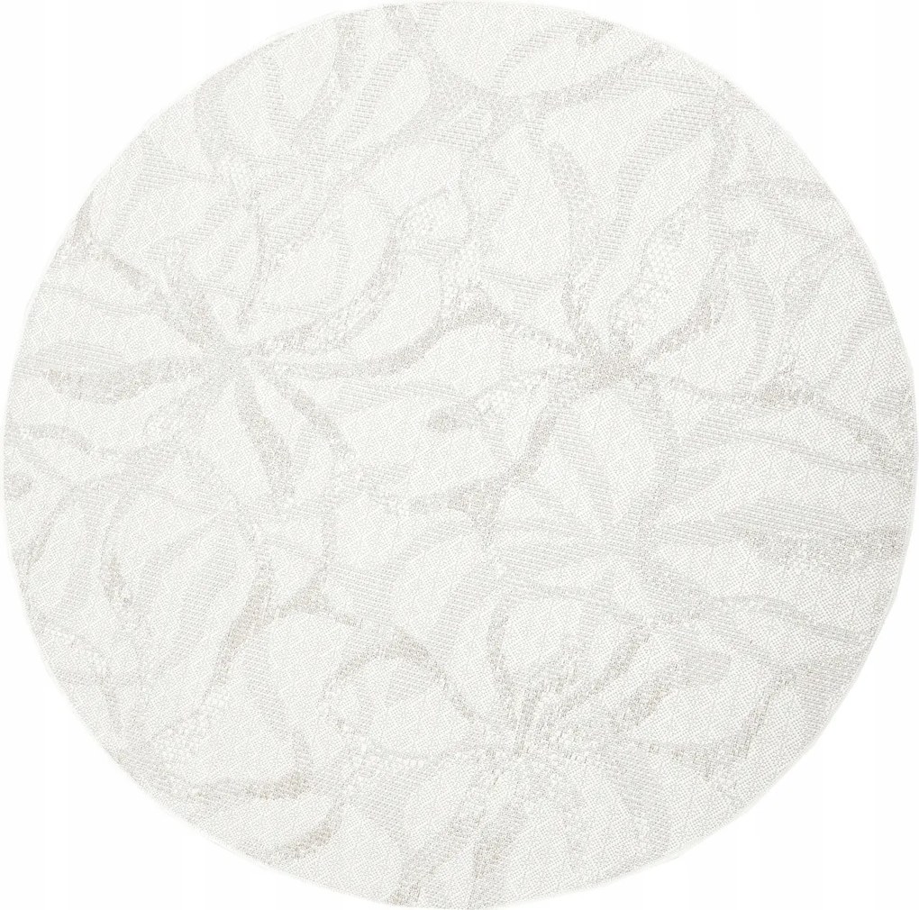Kültéri Kerek Szőnyeg Szürke Bézs Virágok Erkélyre Haga átm. 160 cm