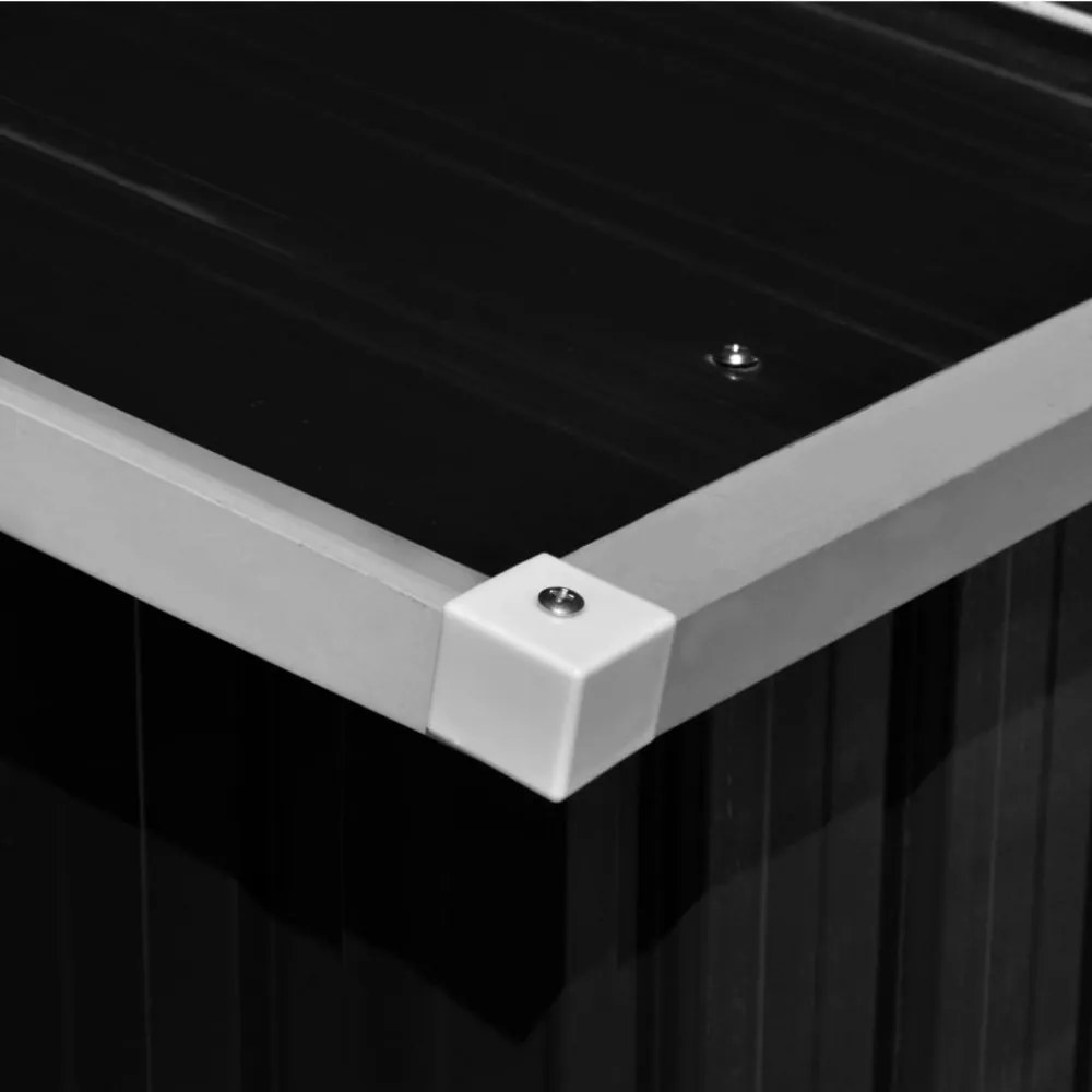 antracitszürke fém kerti fészer 257 x 580 x 181 cm