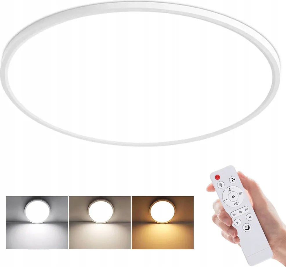 Mennyezeti Lámpa Led Plafon Fehér Négyzet Modern 24W Távirányítóval Kerek