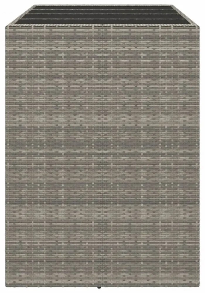 szürke polyrattan üveglapos kerti asztal 145 x 80 x 110 cm