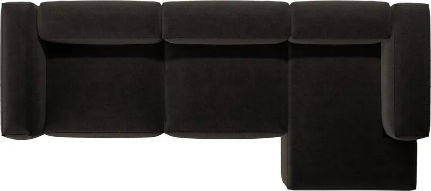 Fekete sarokkanapé (jobb oldali-heverő résszel) Bergamo – Cosmopolitan Design