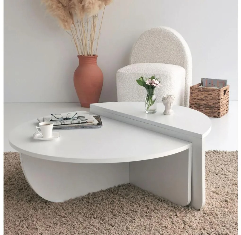 KÉSZLET 2x Kávésasztal PODIUM fehér